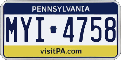 PA license plate MYI4758