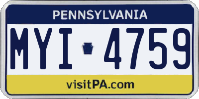 PA license plate MYI4759