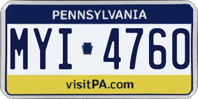 PA license plate MYI4760