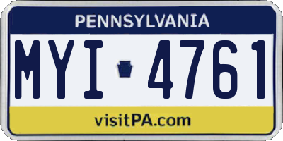 PA license plate MYI4761