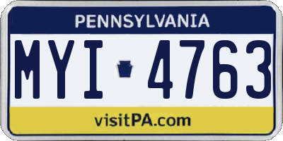 PA license plate MYI4763