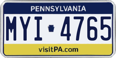 PA license plate MYI4765