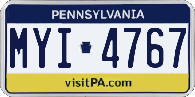 PA license plate MYI4767