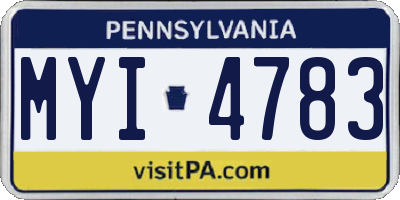 PA license plate MYI4783