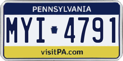 PA license plate MYI4791