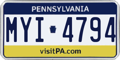 PA license plate MYI4794