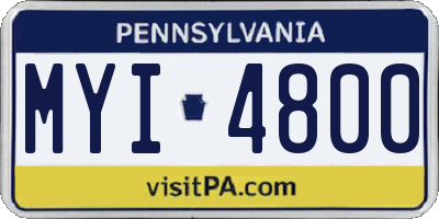 PA license plate MYI4800