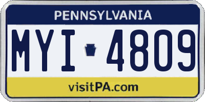 PA license plate MYI4809