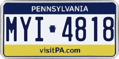 PA license plate MYI4818
