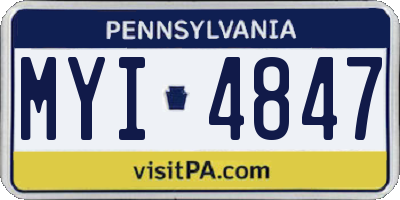 PA license plate MYI4847