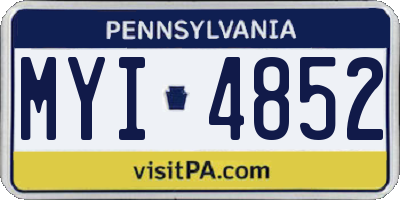 PA license plate MYI4852