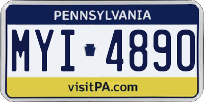 PA license plate MYI4890
