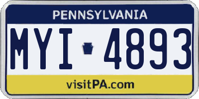 PA license plate MYI4893