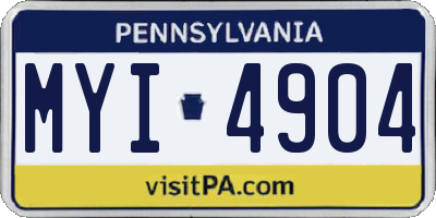 PA license plate MYI4904