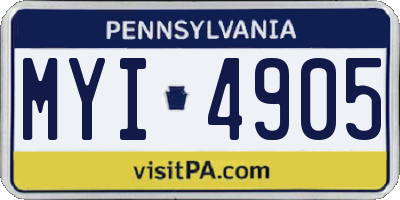 PA license plate MYI4905