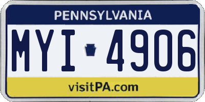 PA license plate MYI4906