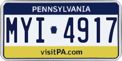 PA license plate MYI4917