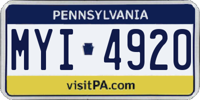 PA license plate MYI4920