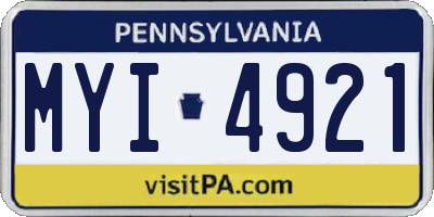 PA license plate MYI4921