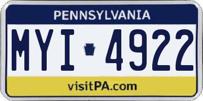 PA license plate MYI4922