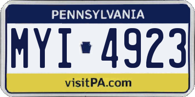 PA license plate MYI4923