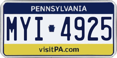PA license plate MYI4925
