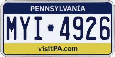 PA license plate MYI4926