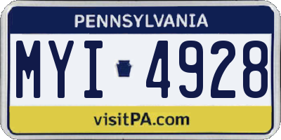 PA license plate MYI4928