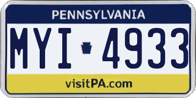 PA license plate MYI4933
