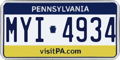 PA license plate MYI4934