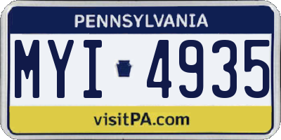 PA license plate MYI4935
