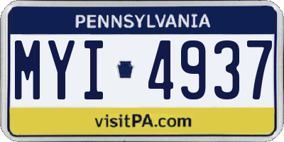PA license plate MYI4937