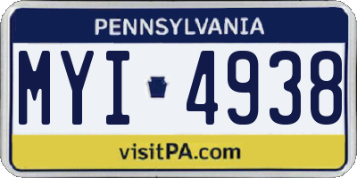 PA license plate MYI4938