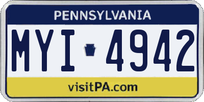 PA license plate MYI4942