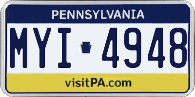 PA license plate MYI4948