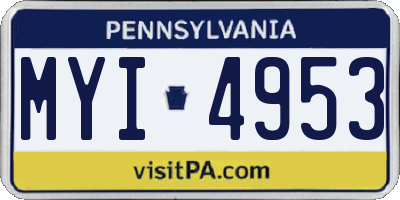 PA license plate MYI4953