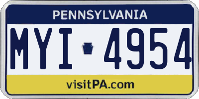 PA license plate MYI4954