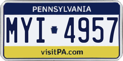 PA license plate MYI4957