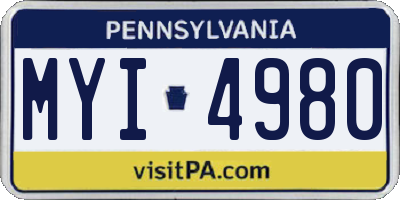 PA license plate MYI4980