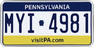 PA license plate MYI4981