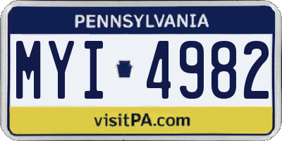 PA license plate MYI4982
