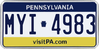 PA license plate MYI4983