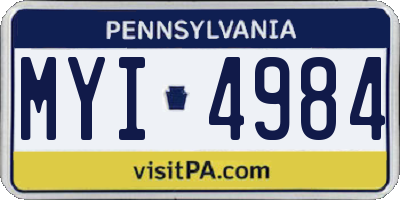 PA license plate MYI4984