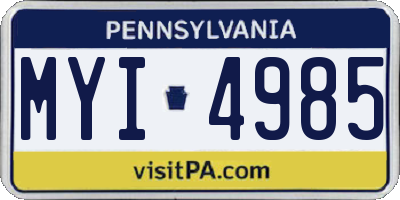 PA license plate MYI4985
