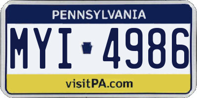 PA license plate MYI4986
