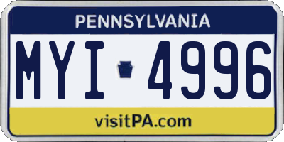 PA license plate MYI4996