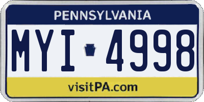 PA license plate MYI4998