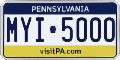 PA license plate MYI5000