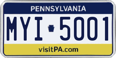 PA license plate MYI5001