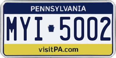 PA license plate MYI5002